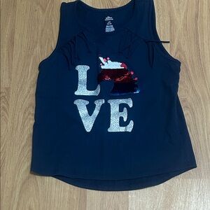 Blue Top with Sequin Love and Unicorn Design